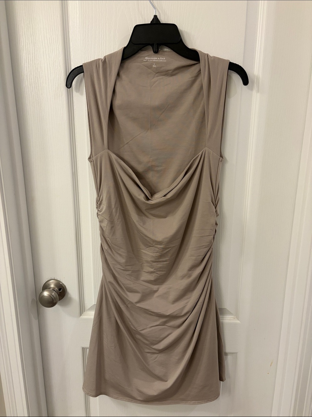 Abercrombie & Fitch Taupe Draped Cowl Neck Mini Dress